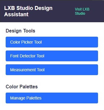 Web Design Ruler extension popup interface
